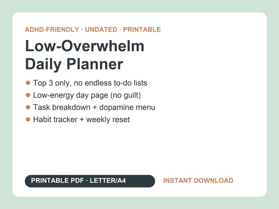 ADHD Low-Overwhelm Daily Planner preview